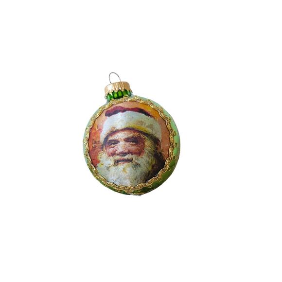 Set of Santa Glass Christmas Ornaments Christmas by Krebs& Hand Painted Glass - Picture 2 of 7